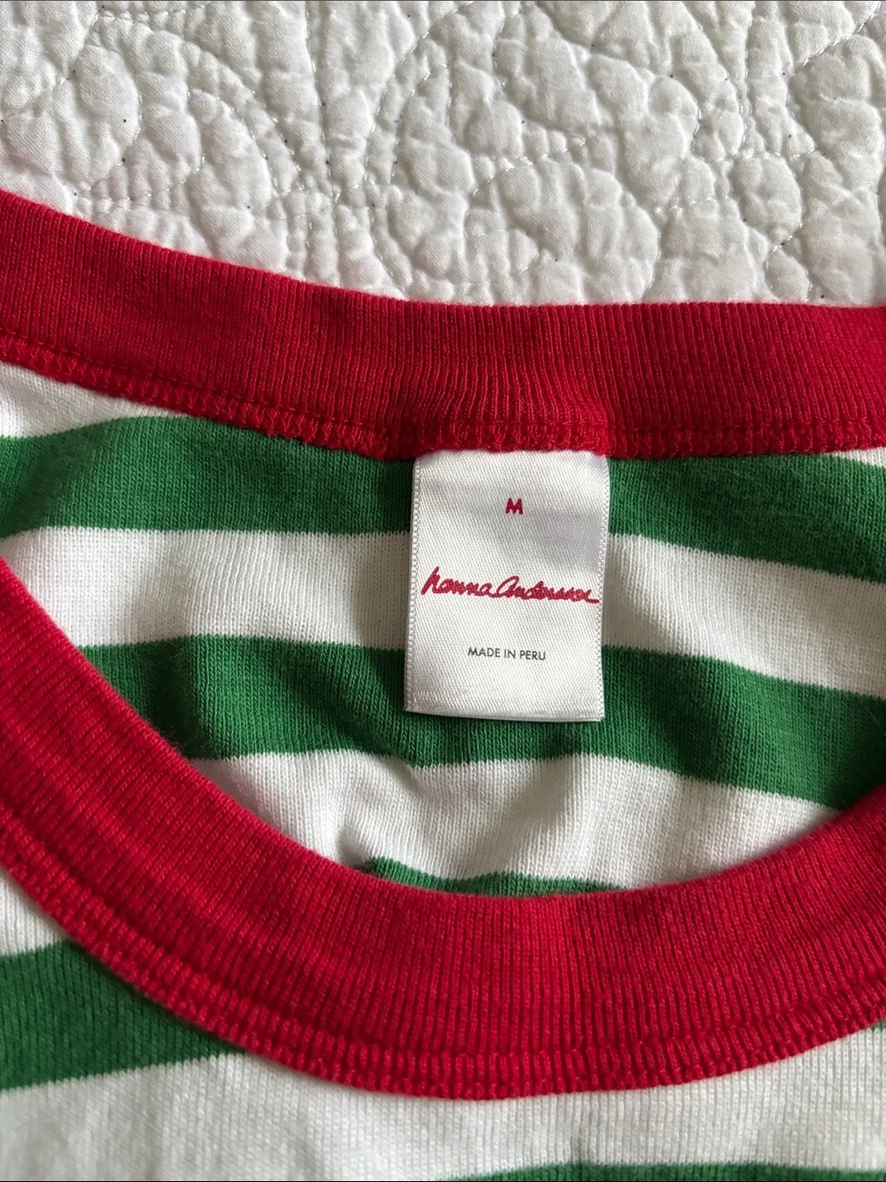 Hanna Andersson Women’s Cotton Christmas Holiday Green Striped Pajama Set Size M